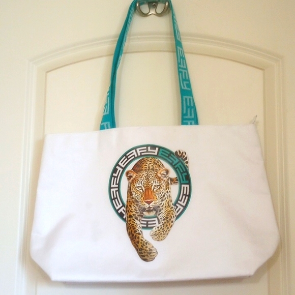 EFFY Brand Cheetah Logo Canvas/Nylon Tote - Picture 2 of 11
